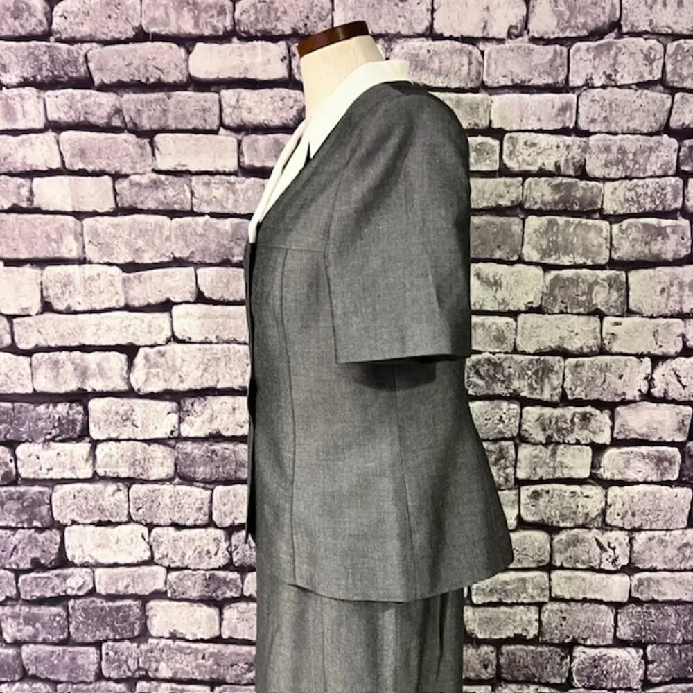 Dillards By Kasper Vintage Black & White Tweek Skirt Suit Size 12P
